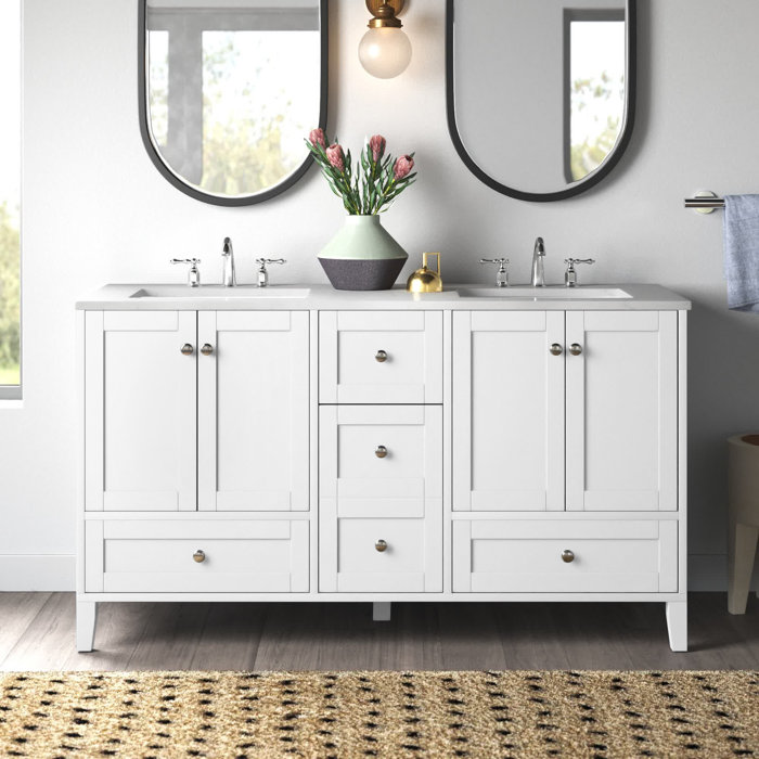 Mercury Row® Aleta 60" W x 22" D x34" H Double Bathroom Vanity